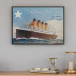 White Star Line 1910 Poster of Olympic & Titanic framed