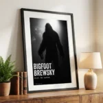 Bigfoot art print on cabinet