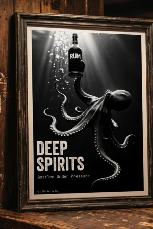 Deep Spirits print on bar