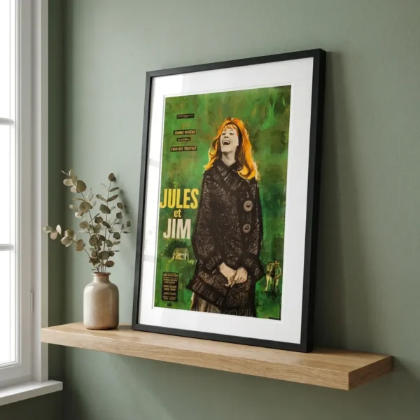 Jules and Jim art print on green wall