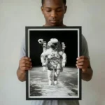 Man holding Astronaut art print