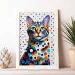 Polka Dot Cat Framed