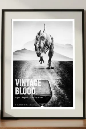 Vintage Blood A3 Framed Print on Cabinet