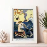 An old acquaintance Vintage Mermaid Art Framed