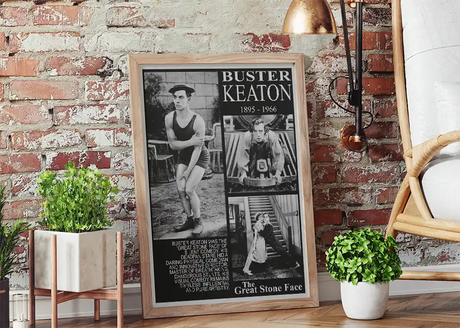 Buster Keaton Print against brick wall