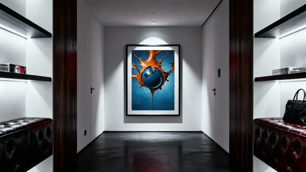 Duncan Young's Liquid Calm Abstract Print in Hallway