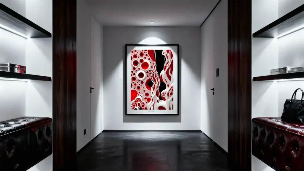 Hallway with Ducan Young Red Abstract Art Print