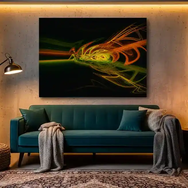 Living room with the Ripple in Time luminous by Michael Paul Bennett