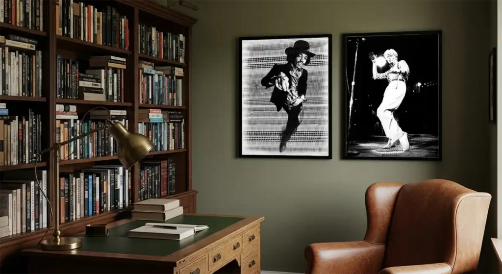 Hendrix and Bowie Retro Art Prints