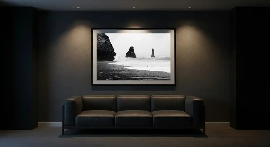 Iceland Art Print by Seeress in Moody Living Room
