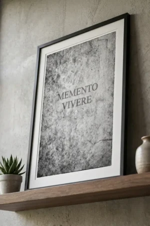 Memento Vivere Print on shelf shot from below