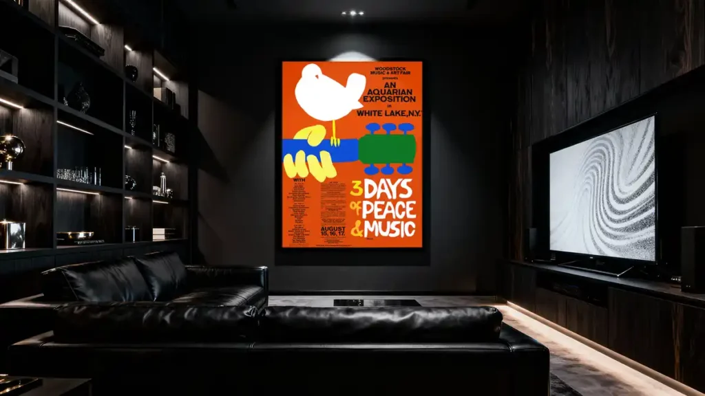 Woodstock Art Print in Home Movie Theatre