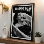 A Corking Bath black and white print in bathroom