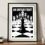 An unfair fight black and white chess print