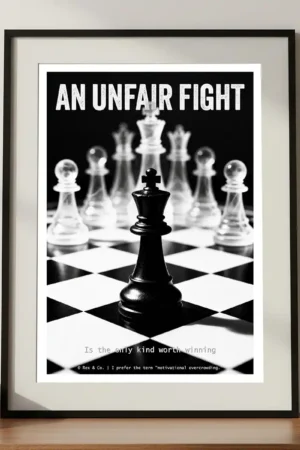 An unfair fight black and white chess print