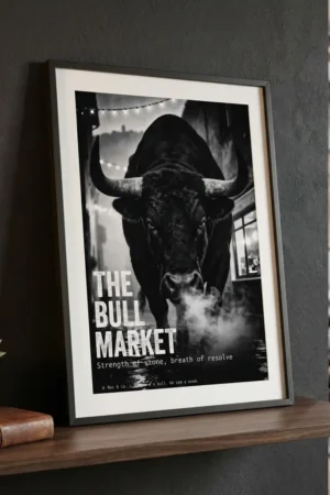 Bull Market print on grey wall
