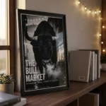Bull Market print on wooden shelf