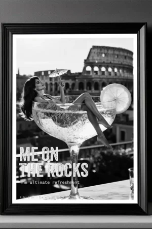 Fun Lady in a cocktail glass digital download poster