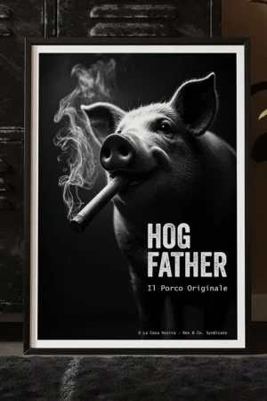 Hog Father print in black frame
