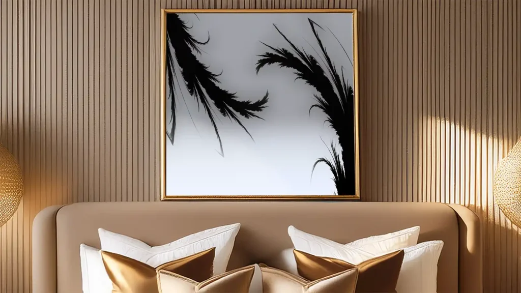 Hope by Seeress — calming fractal abstract wall art above bedroom headboard