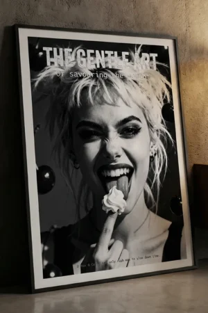 Savouring the moment print leaning against wall