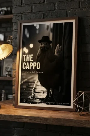 The Cappo print on shelf with lamp