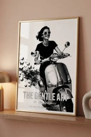 The Getaway print against pink wall