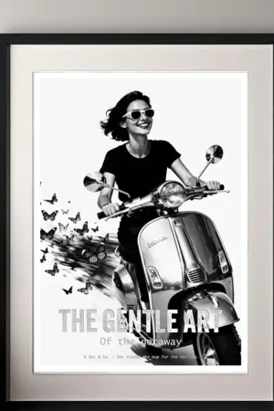 The Getaway printable art in black frame