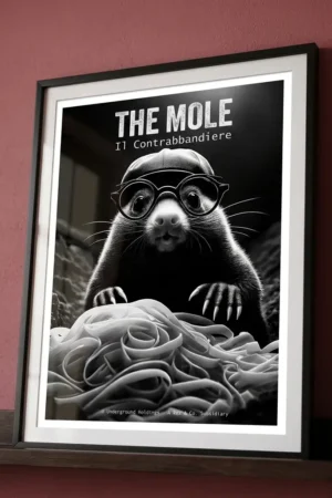 The Mole art print on pink wall