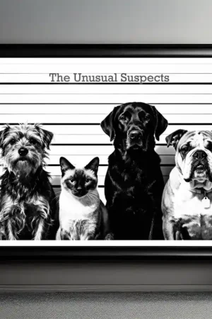 The Unusual Suspects printable art in black frame