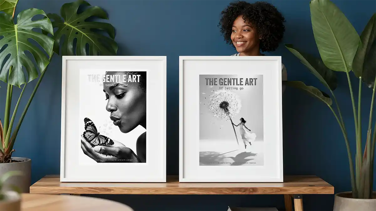 Two Gentle Heart Digital Digital Prints Framed