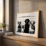 Unusual Suspects print in bathroom