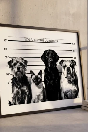 Unusual Suspects print in wooden frame