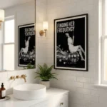 Woman on disco ball swing art print in bedroom