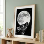 Calf and Moon print in nursery