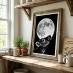 Calf and moon print in kitchen