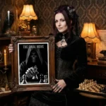 Gothic Woman holding The Final Move Chess Print
