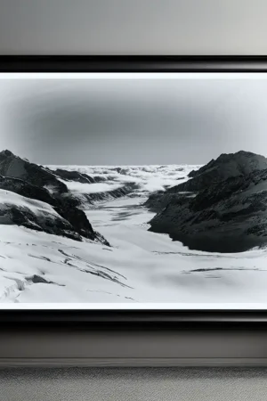 Jungfraujoch over Guggi Glacier in black frame