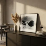 Jungfraujoch over Guggi Glacier print on grey cabinet