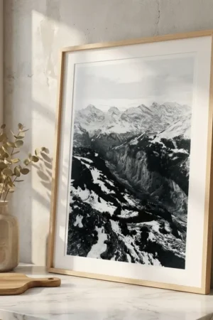 Lauterbrunnen print against wall