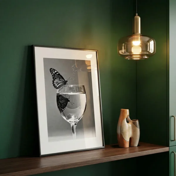 Moment of Duality digital print in green kitchen