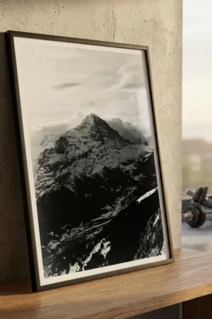 The Eiger shot from Grindelwald First Portrait Print in home gym