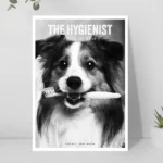 The hygienist dog with toothbrush A4 paper print