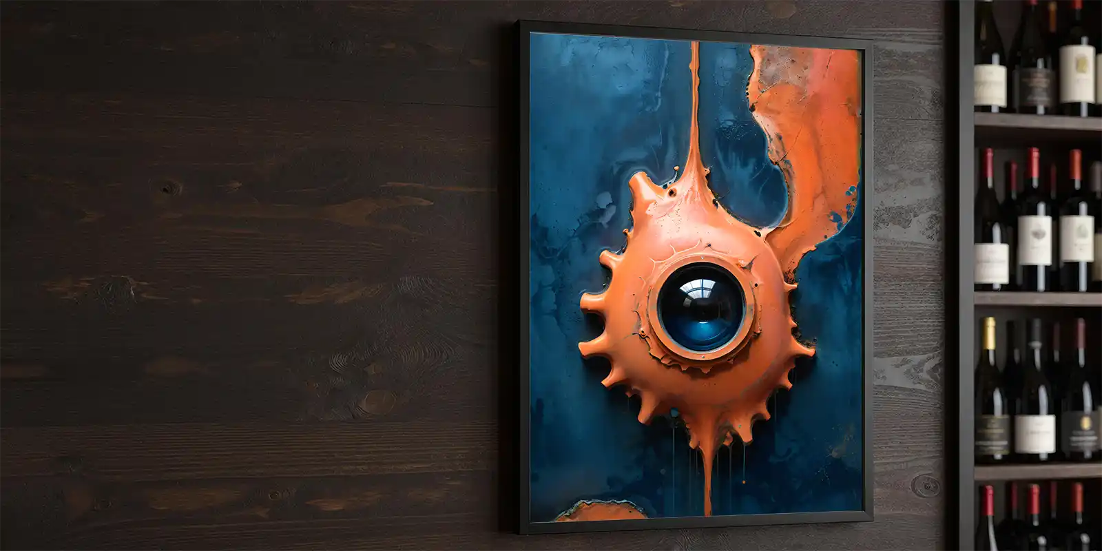 Earth Shades and Blue Toned Abstract Digital Print