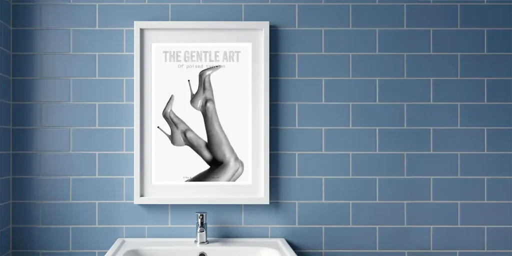 Womans legs with high heels print in bathroom