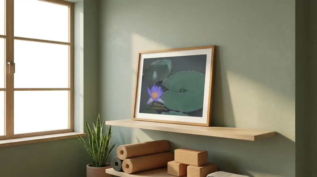 Lotus art print in yoga room