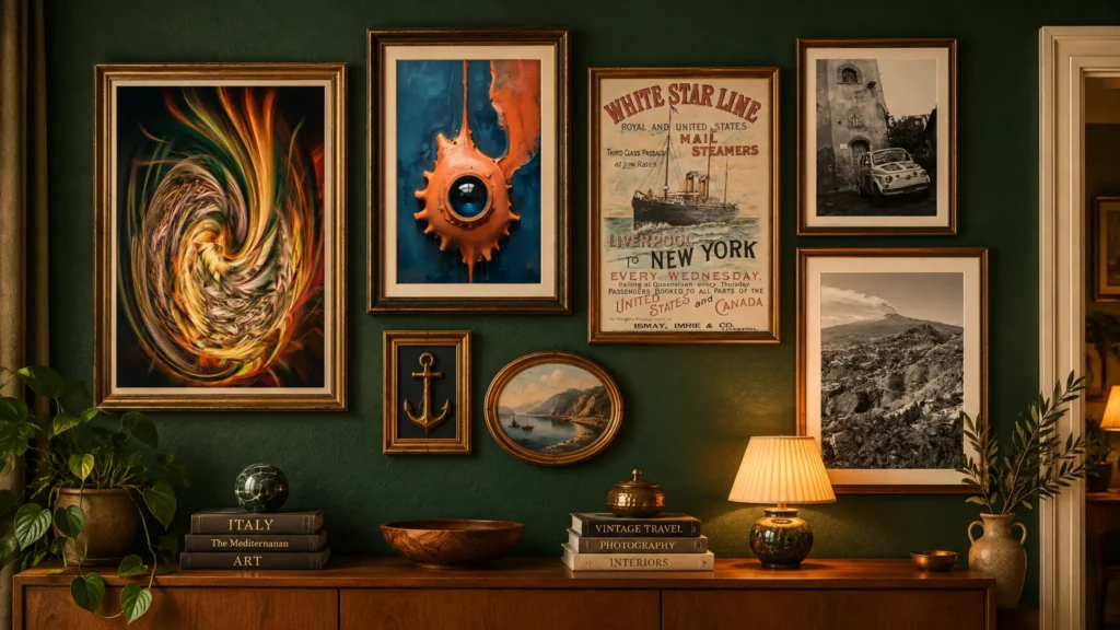 A max wall for 2027 trends featuring printable art from The Sicily collection by Mark Marsh and printable art by Duncan Young and Michael Paul Bennett