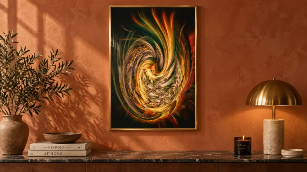 Harvest Burn art print on earthy wall