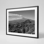 Mount Etna panorama black and white digital download print in a black frame