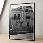 Fontana di Piazza Duomo black and white digital download print in a black frame.